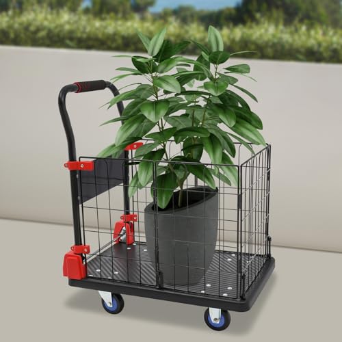 Carretilla de mano con jaula plegable 330 lb negra miniatura 3