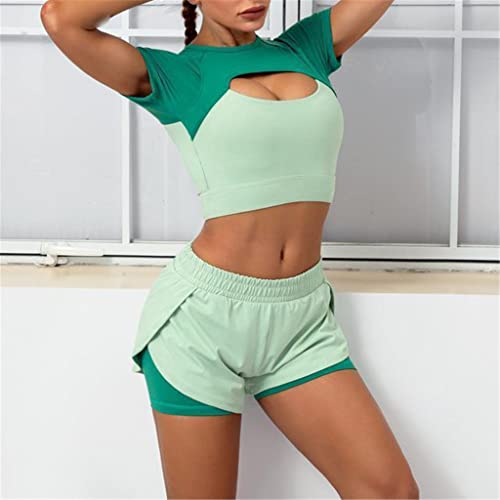 Ensemble de yoga skinny haut de gamme avec short deux pièces d'entraînement