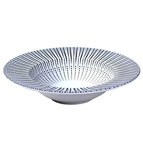 Dinner Plate, Wide Rim Soup Bowls Porcelain Dishes, Colorful Salad Dessert Pasta Bowls,Black and White Stripes Serving Bowls - Dishwasher & Microwave Safe (Color : C, Size : 8.8