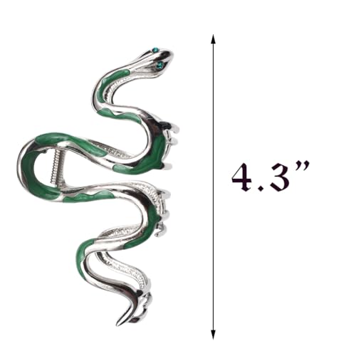 Pinza para cabello diseño serpiente verde metálica miniatura 2
