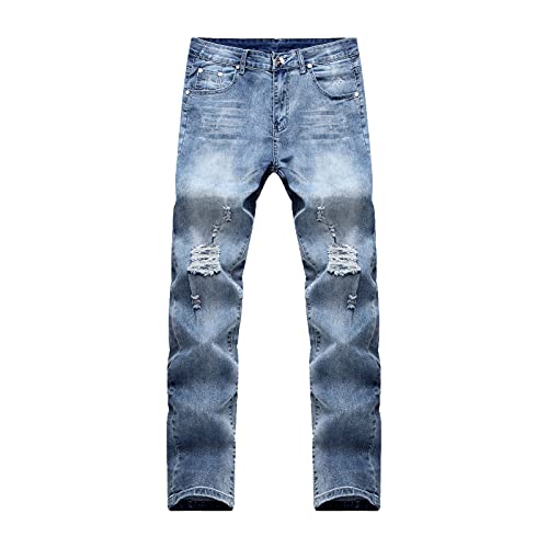 Zwirelz Mens Ripped Jeans Distressed Destroyed Straight Fit Washed Denim Pant Slim Fit Skinny Biker Stretchy Jeans with Holes2