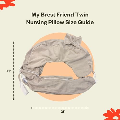 Image of My Brest Friend Twin Nursing Pillow Cover - New and Improved with Integrated Waterproof Liner, Slipcovers for Baby - Adjustable Fit, Easy Care, Durable - Twin Nursing Pillow Not Included, Soft Sand