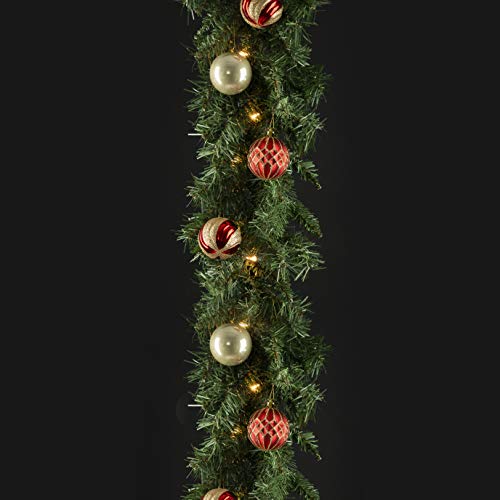 Prextex 9 Foot Artificial Garland Christmas Decorations With Pre-Strung Clear Lights Soft Green Holiday Decor Or Wedding Party Decorations #TOP4