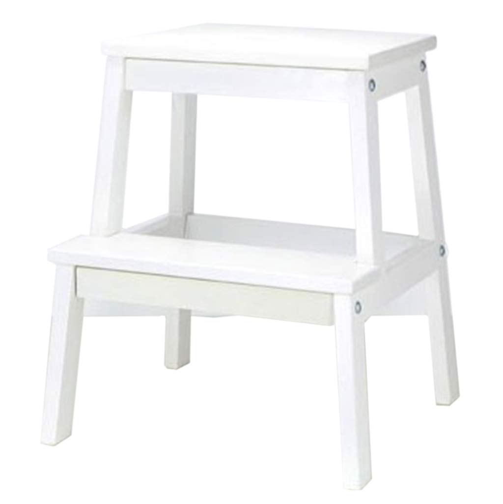 HAPPLiGNLY Home Step Stools,Folding Step Stool Small Foot Stools Wooden Ladder Staircase Shelf Stepladder Widened Multifunction Safety Shoe Bench Kitchen Indoor Ascend Home White