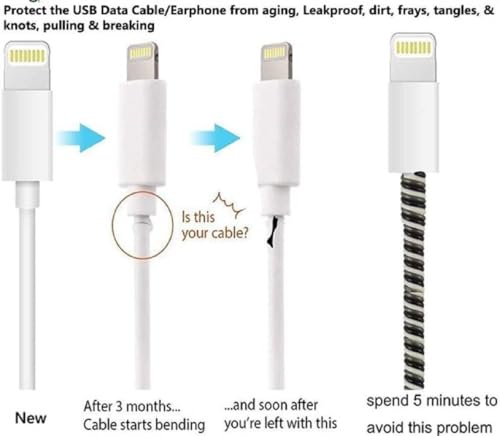 Image of Spiral Cable Protector- Cable Saver, Cord Organizer, Cable Wrap, Prevents Cable Fraying - Flexible Silicone Cable Protector for iPhone, Android, USB Cables, Earphone (Pink)