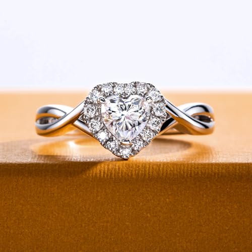 Moissanite Engagement Ring D Color VVS1 Clarity 925 Sterling Silver Curved Love Heart Wedding Promise Anniversary Rings for Women with Certificate2