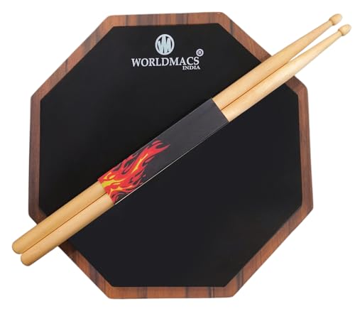 Image of 12 Inches Drum Practice Pad with Actual inchSnare Drum inch Feel with Drumsticks and cover, back side CAJON instrument with heavy bass 2 Internal Snares