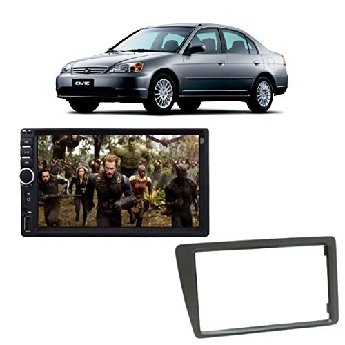 Moldura Painel 2 Din Honda Civic 2001 a 2006 Preta