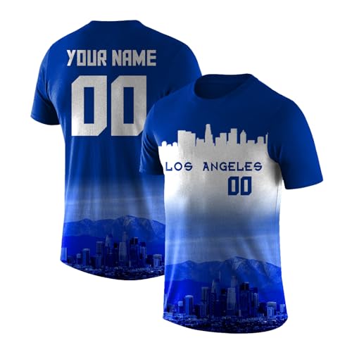 Custom Baseball T Shirt, City Skyline, Night Scene Short Sleeve, Personalized Name Number, Men Women Youth XS-5XL