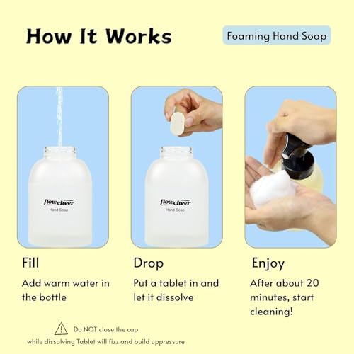 Image of flowcheer Foaming Hand Soap Refill Tablets, 24 Pack, Makes 216 fl oz (24 x 9 fl oz Bottles),Variety Fragrance,Fresh & Clean Handwash, Eco Friendly foam Soap Tablets