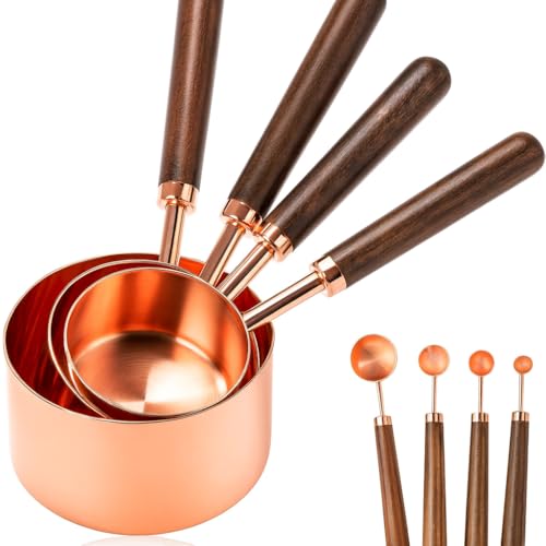THW® Measuring Cups and Spoons Set of 8 | Stainless Steel with Wo...