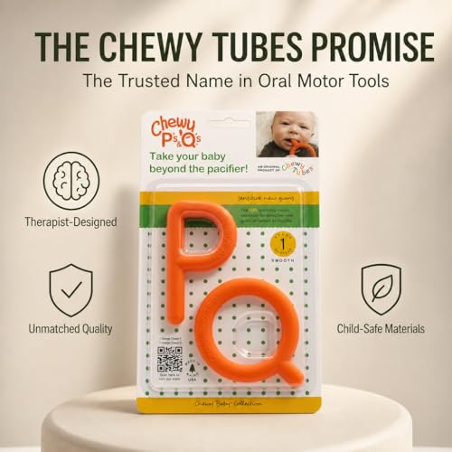 Image of Chewy Tubes P & Q Oral Motor Chew Tool, Latex-Free, Teething & Sensory | Safe & Non-Toxic: Made from durable, latex-free material designed for extended chewing without breaking down or splintering.