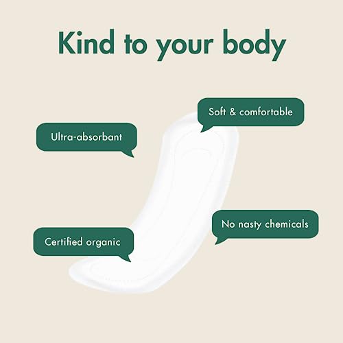 Image of Naty Sanitary Pads Normal - Plantbased and Absorbent Pads for Women, Organic Cotton Menstrual Product, Better for Feminine Health (14 Count)