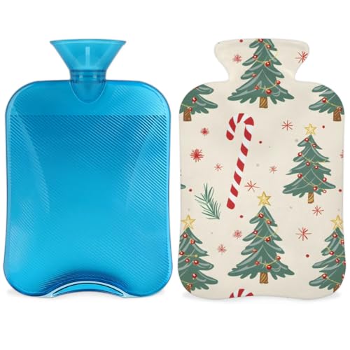 Hot Water Bottle with Soft Cover,2L Cartoon Tree Hot Water Bag for Hot and Cold Compress, Hand Feet Warmer, Modern Tree Rubber Hot or Cold Water Bottle Halloween Christmas Decorations