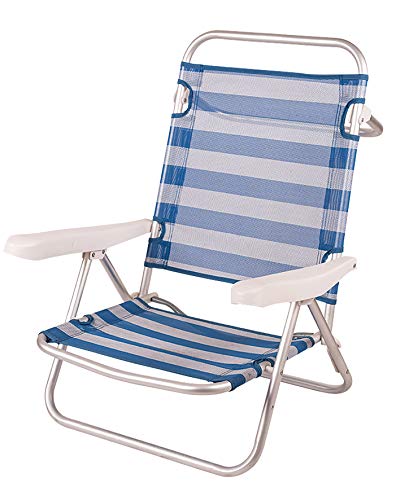 Silla Baja Plegable Evy Aluminio 108x60x78 cm. 5 Posiciones y 4 Colores (Rayas)