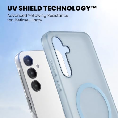 Image of DIZORO Matte Case for Samsung Galaxy M35 Compatible with MagSafe, Camera Lens Full Protection, Shockproof Translucent Frosted TPU Soft Phone Cover, Anti-Fingerprint-Sky