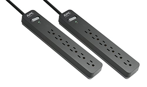 APC Power Strips with Surge Protection, 2-Pack, APC black Surge Protector PE66DP, 1080 Joule, 6 Outlet Surge Strip #1