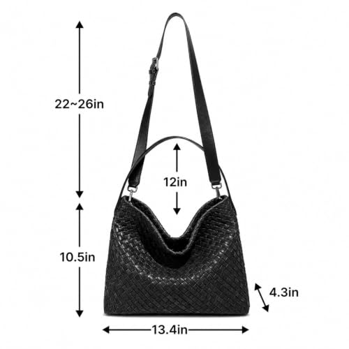 Image of Suede Woven Tote Bag for Women, Hobo Shoulder Bag for Work Travel
