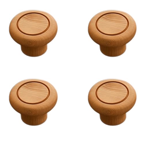 Image of 4 Piece Drawer Knobs for Kitchen- Door Knob for Cabinet, Cupboard & Dresser |Material-Steam Beech Wood, Natural Wood Finis| - 2 Inch-| 3 Years Warranty |
