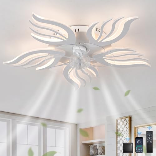 【Telecomando e controllo APP】Questo piccolo ventilatore da soffitto con luce può essere controllato tramite APP intelligente (Bluetooth) e telecomando. Ventilatore e illuminazione possono essere controllati separatamente. 6 velocità, LED dimmerabile, impostazione timer 2H, regola la modalità desiderata secondo necessità