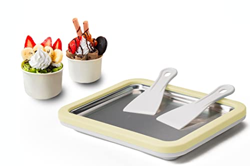 Image of JoyMech Ice Cream Roll Maker Rolled Ice Cream Machine, Sweet Spot Pan, Instant Cold Plate, Ideal for Making Rolled Ice Cream Soft Serve Slushies Frozen Yogurt Sorbet and Gelato (Yellow)