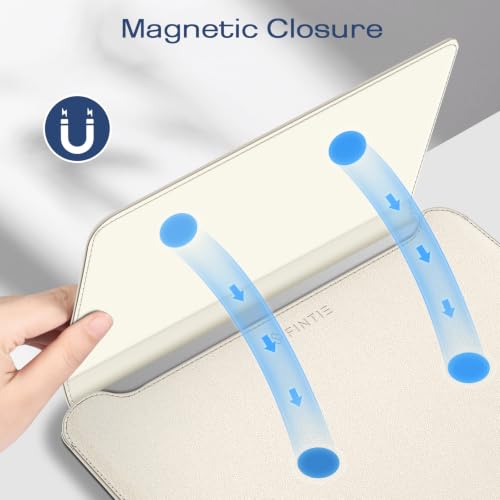 Image of Fintie Sleeve Case for MacBook Neo 13 Inch, MacBook Air 13.6 /13.3 Inch, MacBook Pro 13 Inch, Other Up to 13 inch Laptop Tablet - Slim Bag Cover with Stand, Synthetic Leather, Magnetic Closure, Starlight