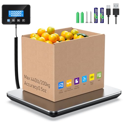 shipping scale 440 lb heavy duty postal scale for packages large mailing scale for postage industrial small business laundry warehouse stainless steel over load protection amp dual powe