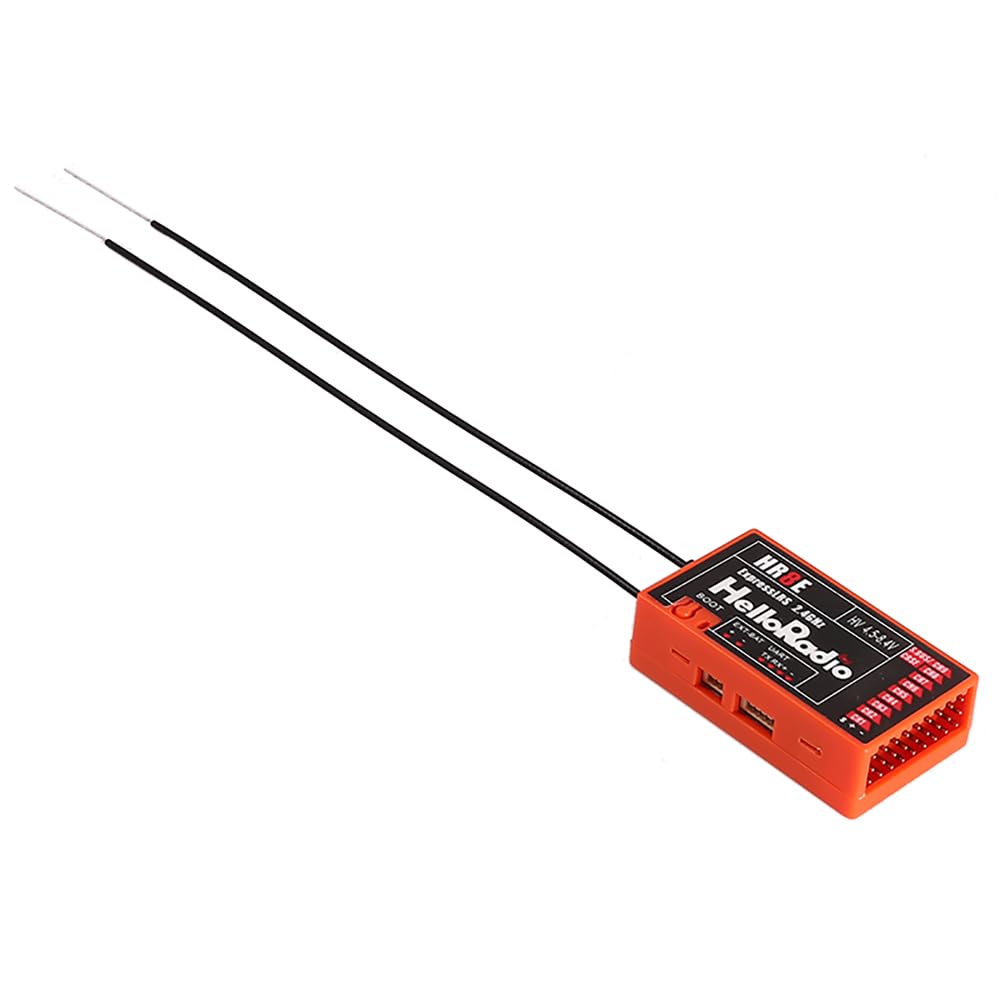 HelloRadio ELRS PWM Receptor 2.4GHz 9CH HR8E ExpressLRS Módulo receptor para FPV Ala fija RC Avión Coche Barco Vehículos (Naranja)