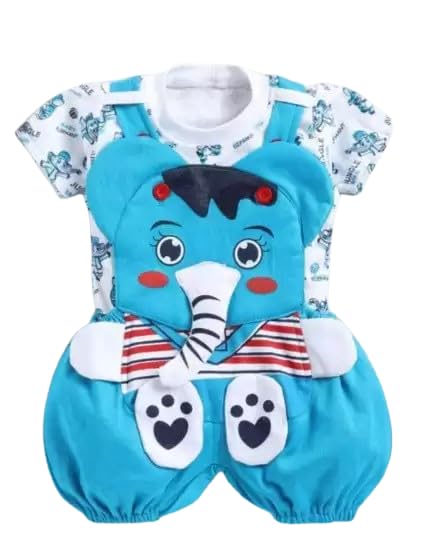 Image of Mommy Club Baby Boy's & Baby Girl's Jumbo The Elephant Dungaree For 0-6Months Baby || Dress Clothes For Baby Boy And Baby Girl (Red, 0-9 Months)