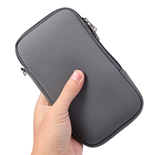 Zipper Phone Sleeve Pouch W/Neck Lanyard Compatible For Apple Iphone 14 13 Pro Max/Xs Max / 8 Plus/Lg G8 Thinq/Motorola G Power Pure Play One 5G Ace/Pixel 7 6 Pro/Xiaomi 12 13 Pro (Gray) #TOP5