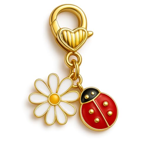 Porte-Clés Coccinelle – Porte-Clé Fleur Breloque de Sac pour Femme, Charm Animé Inspiré de la...