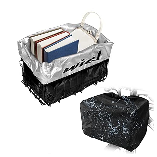 Front Bike Basket Liner - Basket Cover, Rain Sun Dust Wind Water Proof Ripstop Material with Flexible Stretch Rubberband Fits Most Foldable Bicycle Trike Scooter Baskets (Basket Not Included)