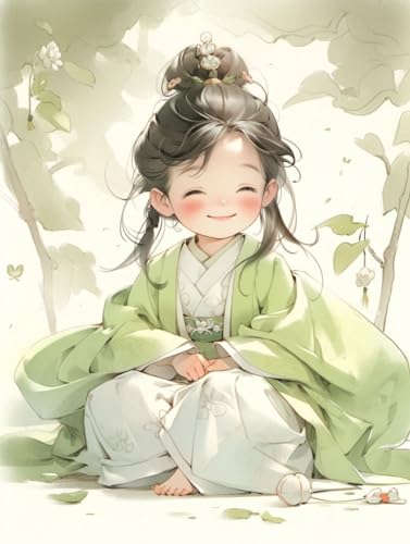 MIRONS Peinture en Diamant Kits pour Adultes, Jolie fille bouddhiste, E, 40 x 50 cm. 5D Rond Diamond Painting Kit Complet, DIY Art du Diamant Peinture Diamant...