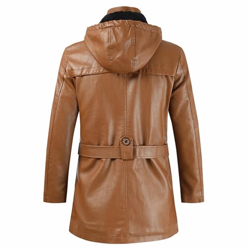 Veste de moto mi-longue homme en PU chaud et épais FGRID - 3