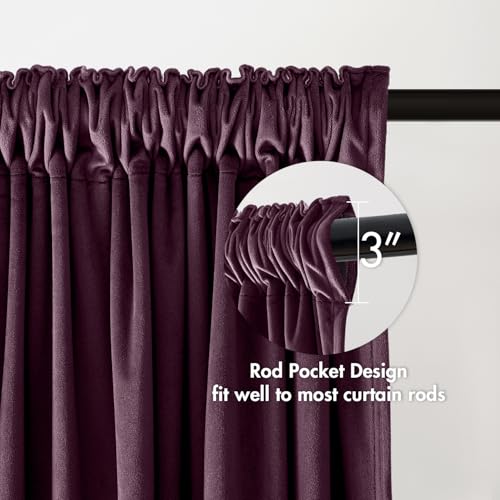 Image of MIULEE Purple Orchid Blackout Velvet Curtains Drapes 84 Inch Long 52 inchx84 inch