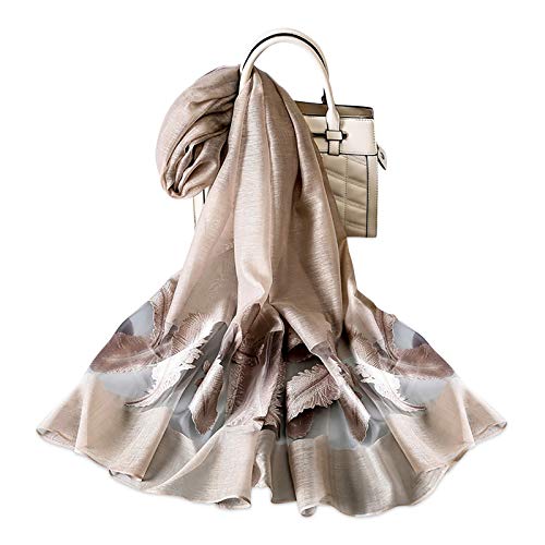 Fashion Organza Scarf Shawl Women Exquisite Feather Embroidery Transparent Tulle Lightweight Silk Scarf Spring