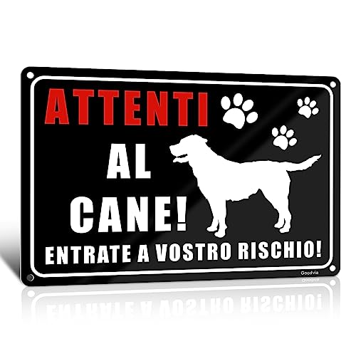 Cartello Attenti Al Cane Alluminio Metallo 7.8x11.8'' (A4) Pastore, Leggero ma Robusto, Resistente Agli Agenti Atmosferici, Durevole, Protetto dai Raggi UV, Facile da Installare, Riflettente