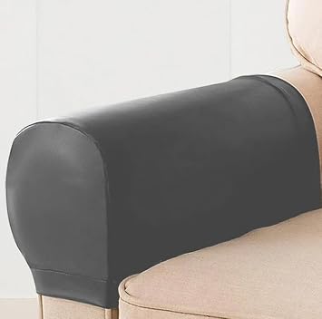 PU Leather Sofa Armrest Covers Protectors Sofa Armrest Protector Universal Armchair Cover Non-Slip Soft Leather Couch Arm Rest Covers Thickened Furniture for Couch Chair Arm 2, Dark Grey