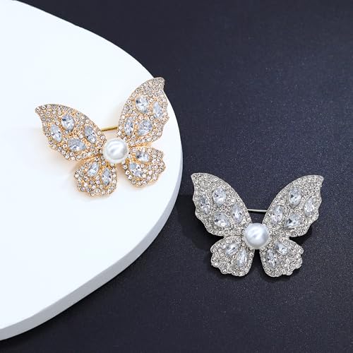 Image of Butterfly Brooch for Women, Insect Butterfly Pins Shawl Pin Clip Flashing Butterfly Jewelry Fashion Brooch Wedding Accessories Sweater Scarf Brooch for Women