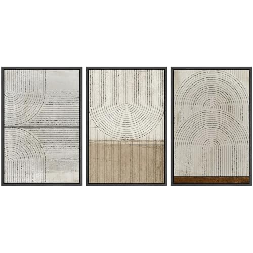 SIGNWIN Framed Canvas Print Wall Art Set Grunge Circle Polygon