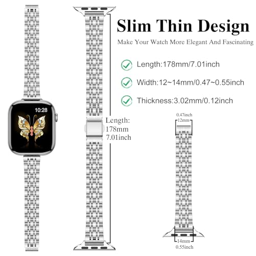 Image of MioHHR Slim Metal Band Compatible with Apple Watch Bands 49 /46 /45 /44 /42mm