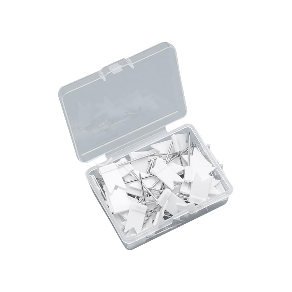 FSSTUD 100 Pcs Small Flag Push Pins Travel Map Push Pins World Map Thumbtacks Notice Board Drawing Pins Decorative Marking Thumb Tacks with Storage Case for Home Office White