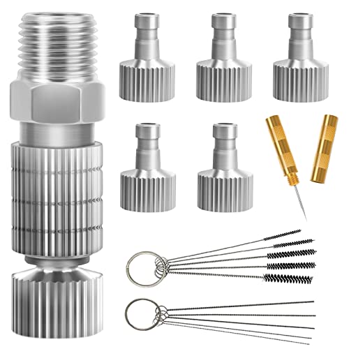 Boisbresil 17 PCS Raccord Rapide 1/8 Raccord Aérographe Adaptateur Aérographe Aerographe Kit Nettoyage Raccords Mâles Femelles Aérographe Kit de Nettoyage pour Aérographe Raccord pour Aérographe Cover