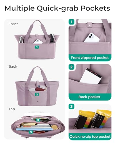 Image of BAGSMART Tote Bag for Women, Foldable Tote Bag With Zipper Travel Shoulder Bag Handbag for Work