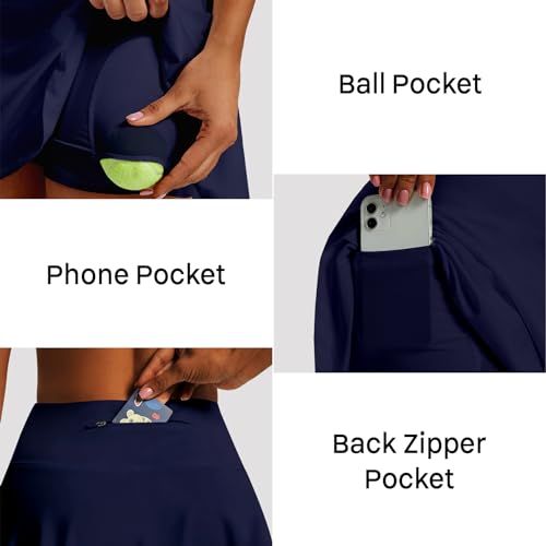Image of Women's High Waist Pleated Tennis Skirt with 4 Pockets Lightweight Athletic Golf Skorts Skirts for Running Workout