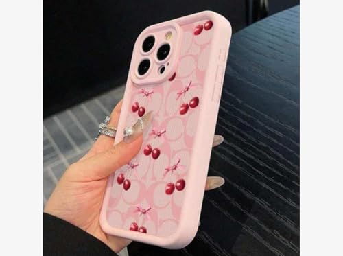 Image of COVERLY Cute Ball Cherry Back Case Cover for iPhone 12 Pro | Hot Pastel Pink Bow Knot Ribbon Design | Camera Lens Protection | Soft TPU Silicone Aesthetic Cover for Girls & Women (Pink, Shockproof)