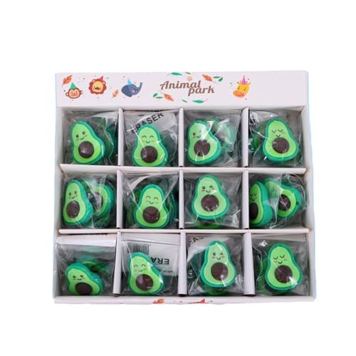 12pc Cute Avocado Shaped Eraser Creative Fruit Shaped Student Eraser-Avocado Shaped Rubber