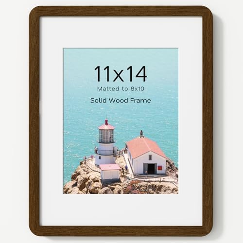 Acovy 11x14 Picture Frame, Solid Walnut Wood Certificate Frame wi...