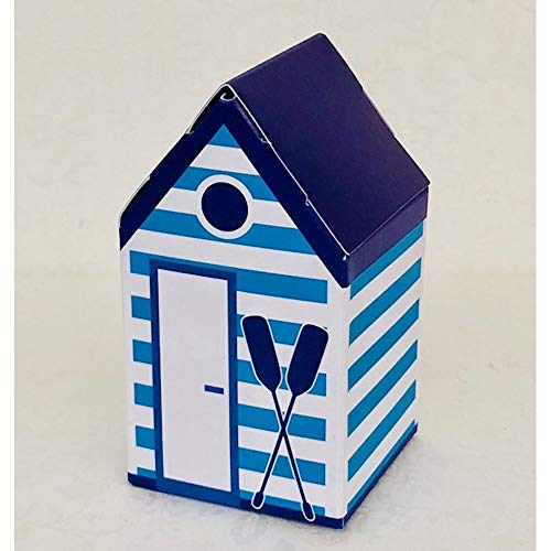 Publilancio srl Lot de 20 boîtes à dragées pour la mer, pour la plage, pour dragées, avec toit, bleu