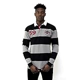 Guinness Rugby Jersey - Men's Traditional Long Sleeve Shirt (Black/Grey, M)